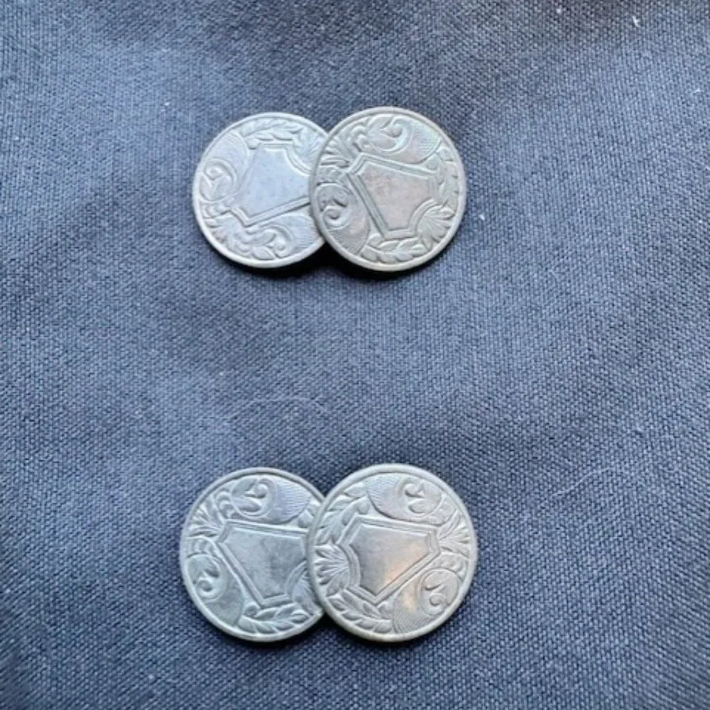 Vintage Park Rogers Silver Color Shield Emblem Cuff Links